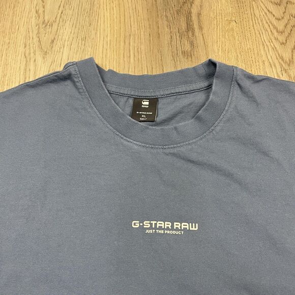 G-Star RAW Shirt Mens XL Blue Oversized Fit Just The Product Logo Tee Crewneck - Picture 2 of 10